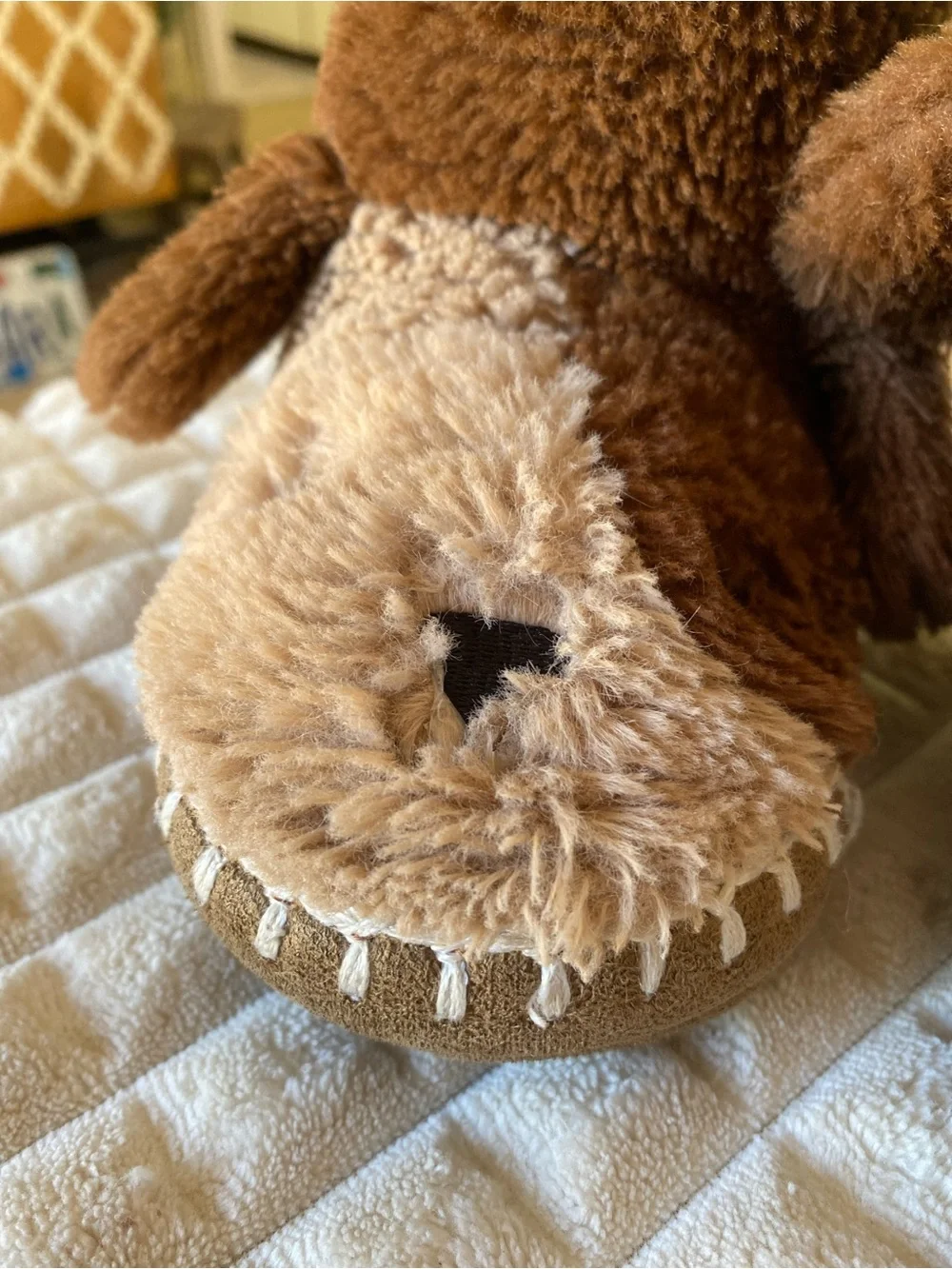 Hanna Andersson Brown Plush Puppy Bootie Slippers